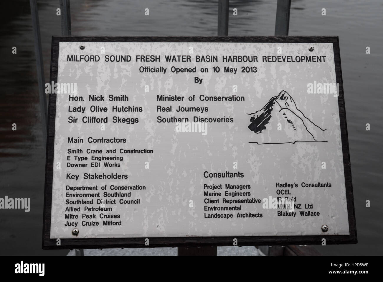 Construction details information board at Milford Sound, South Island