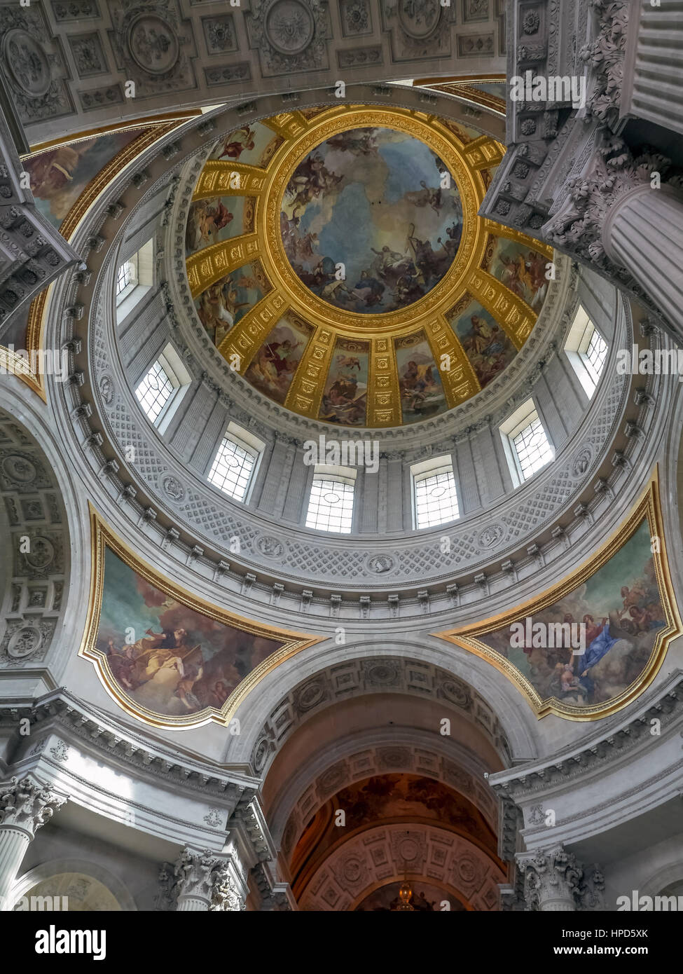 Ornamental canopy inside the Saint-Louis-des-Invalides Cathedral, part of The National Residence of the Invalids also known as Hôtel des Invalides, Pa Stock Photo