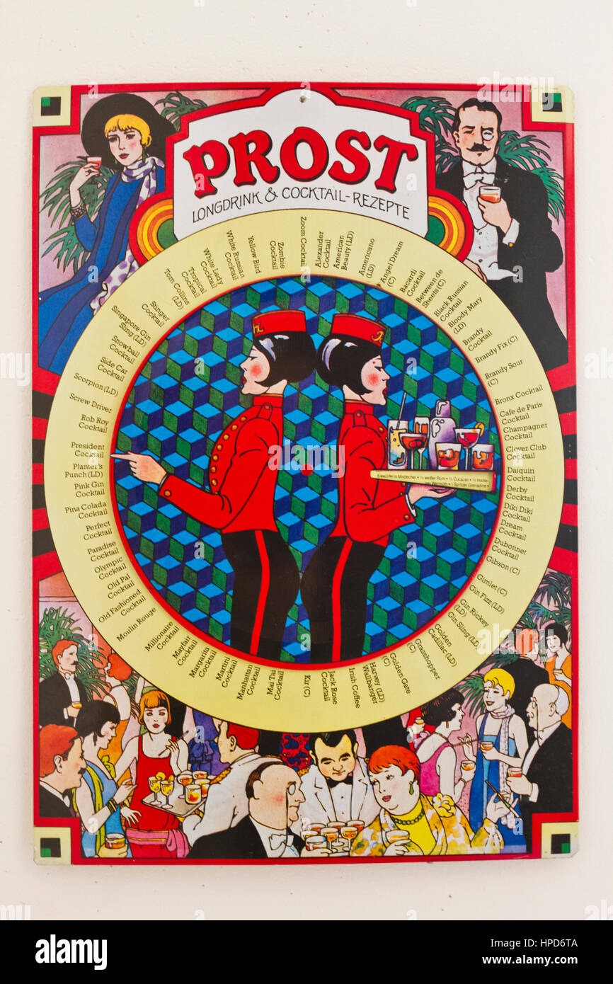 An old cocktail recipe helper in Berlin, Germany Stock Photo Alamy