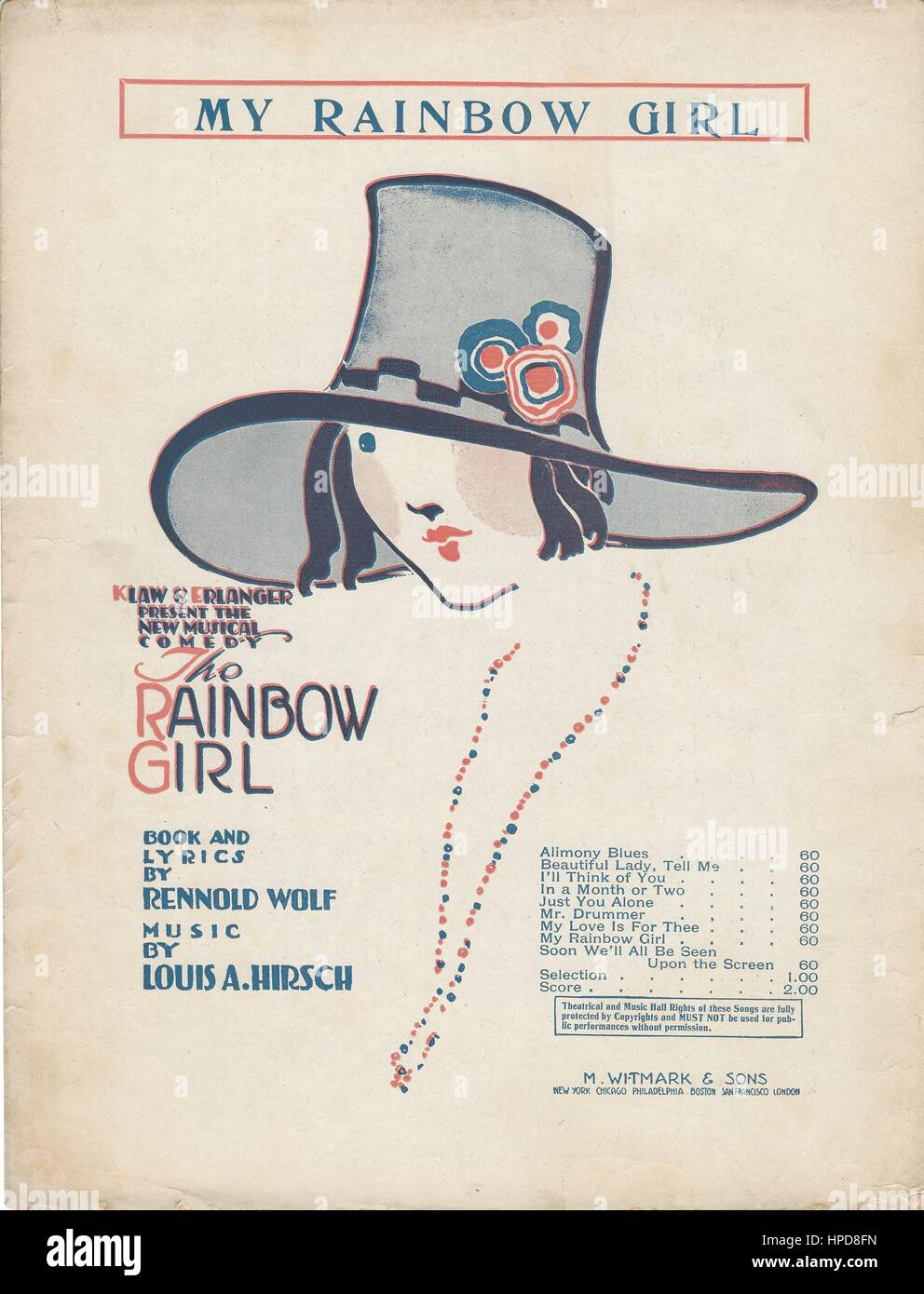 Rainbow Girl 1918 Musical Sheet Music Cover Stock Photo Alamy