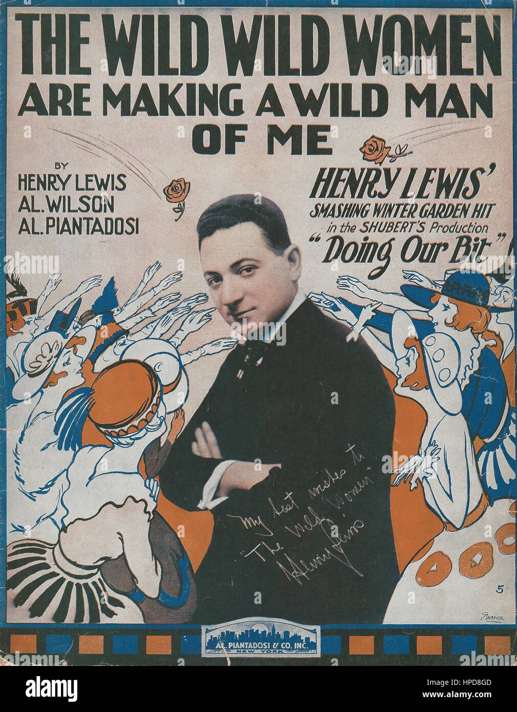 'The Wild Wild Women and Making a Wild Man Out of Me' from the 1917 Musical 'Doing Our Bit' Sheet Music Coverf Stock Photo
