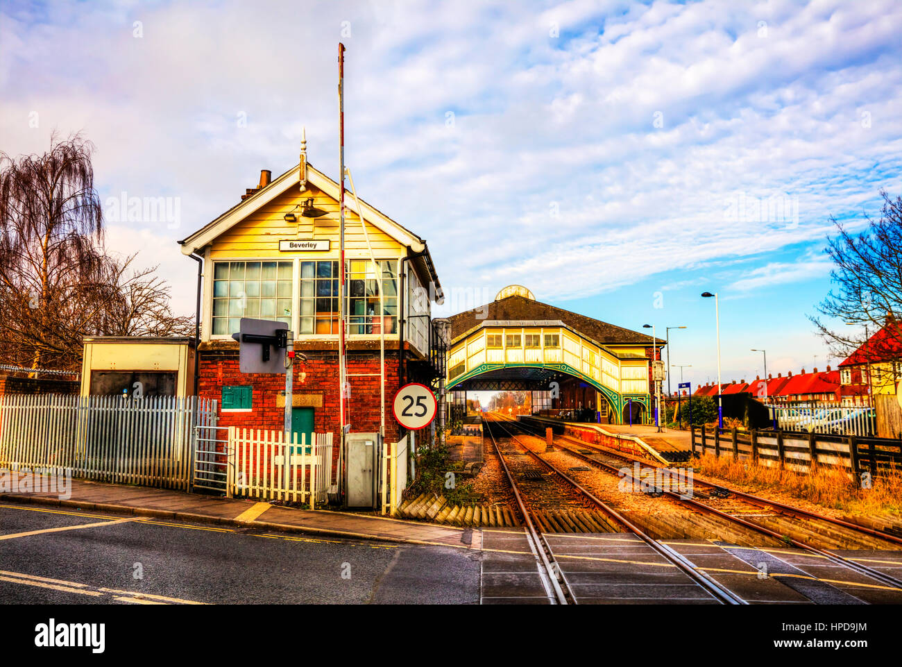 Beverely, Yorkshire, British Rail, railway line, rail station, train station, building, exterior, Beverley UK England Stock Photo