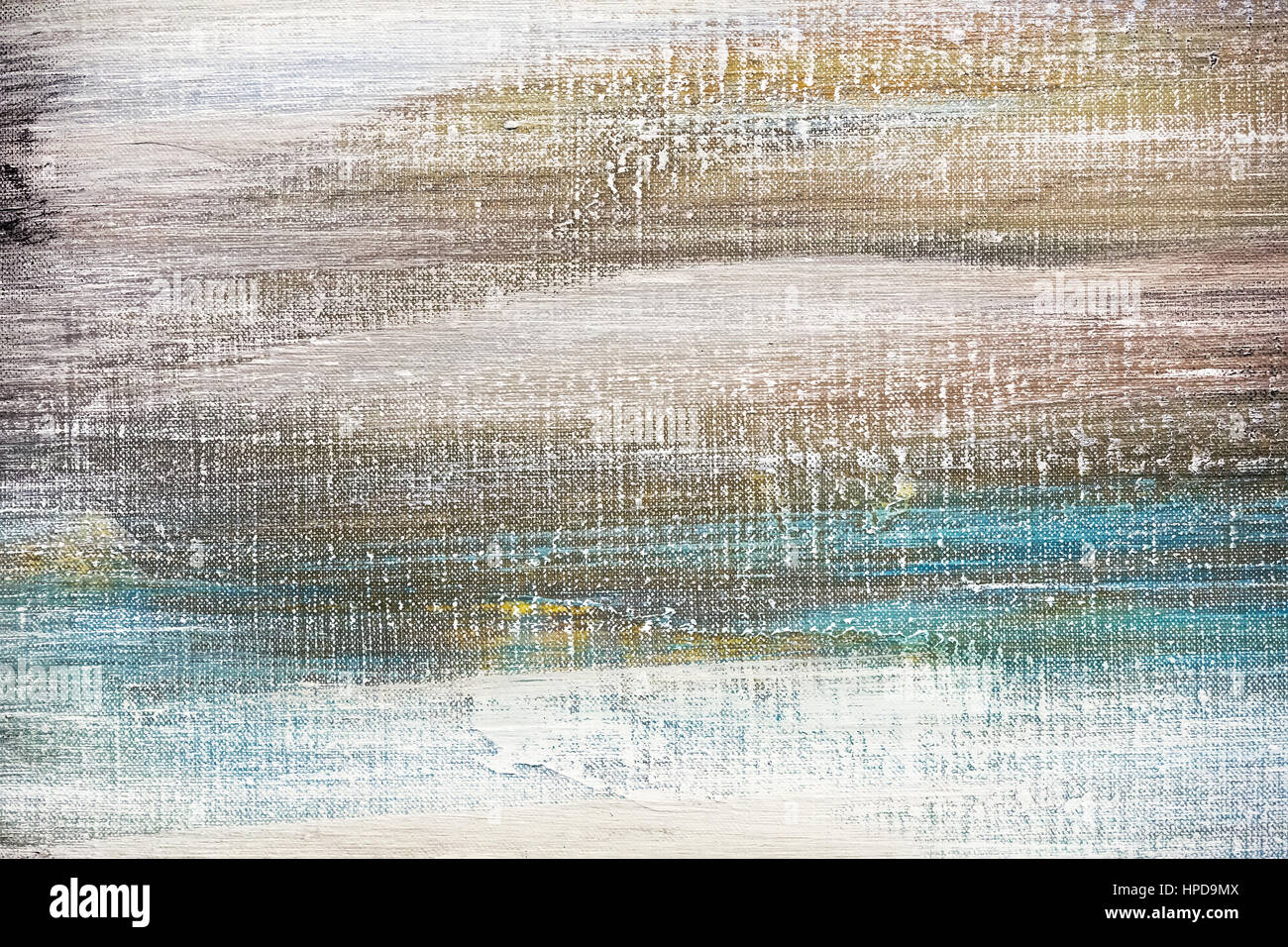 expressive brush strokes of different colors on canvas Stock Photo