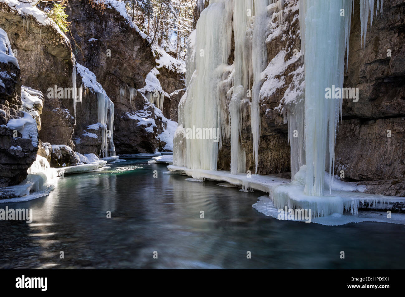 Rissbach Creek, Bavaria, Germany, in winter Stock Photo