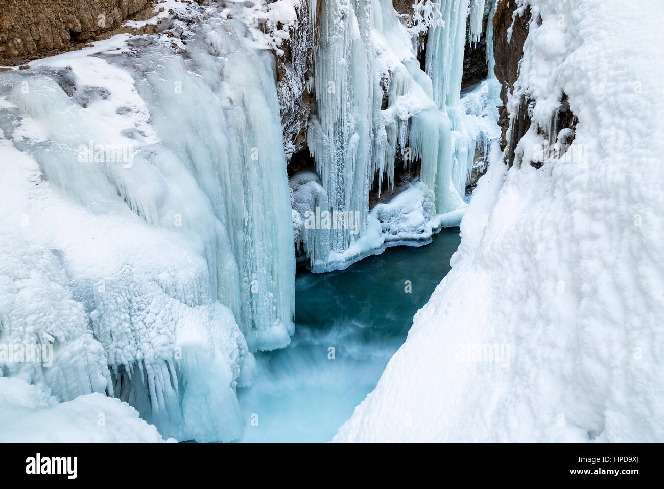 Rissbach Creek, Bavaria, Germany, in winter Stock Photo
