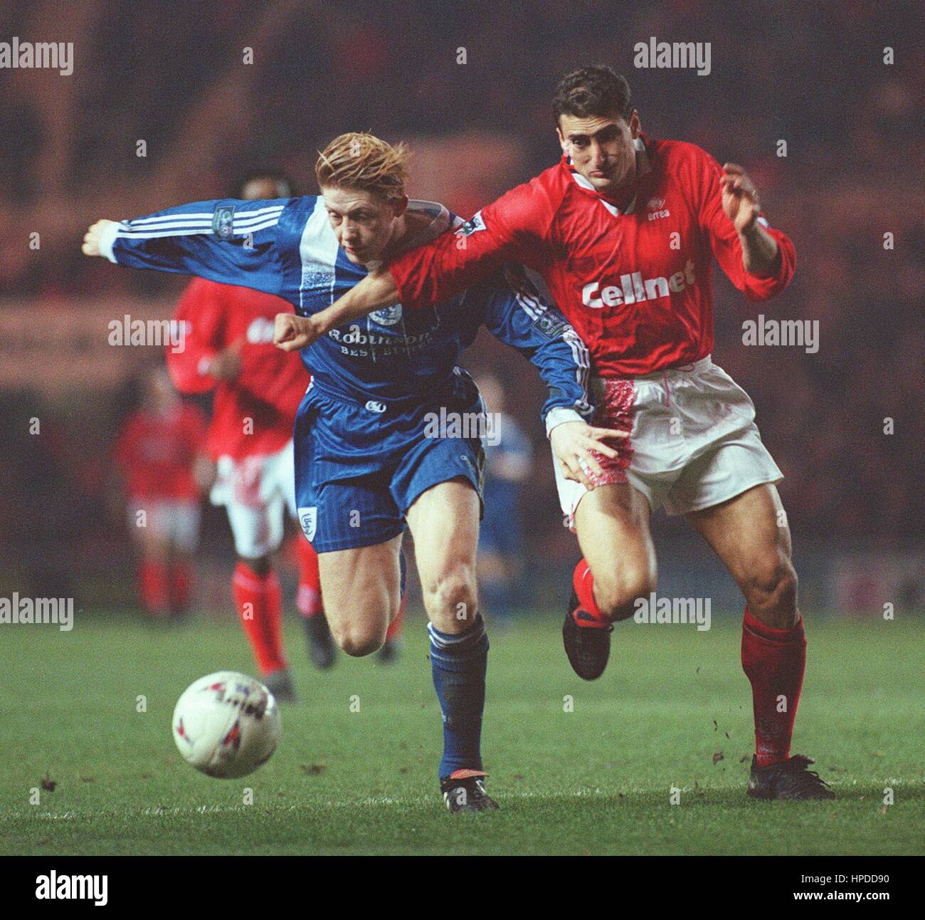 GIANLUCS FESTA ALUN ARMSTRONG MIDDLESBROUGH V STOCKPORT 12 March 1997 Stock Photo