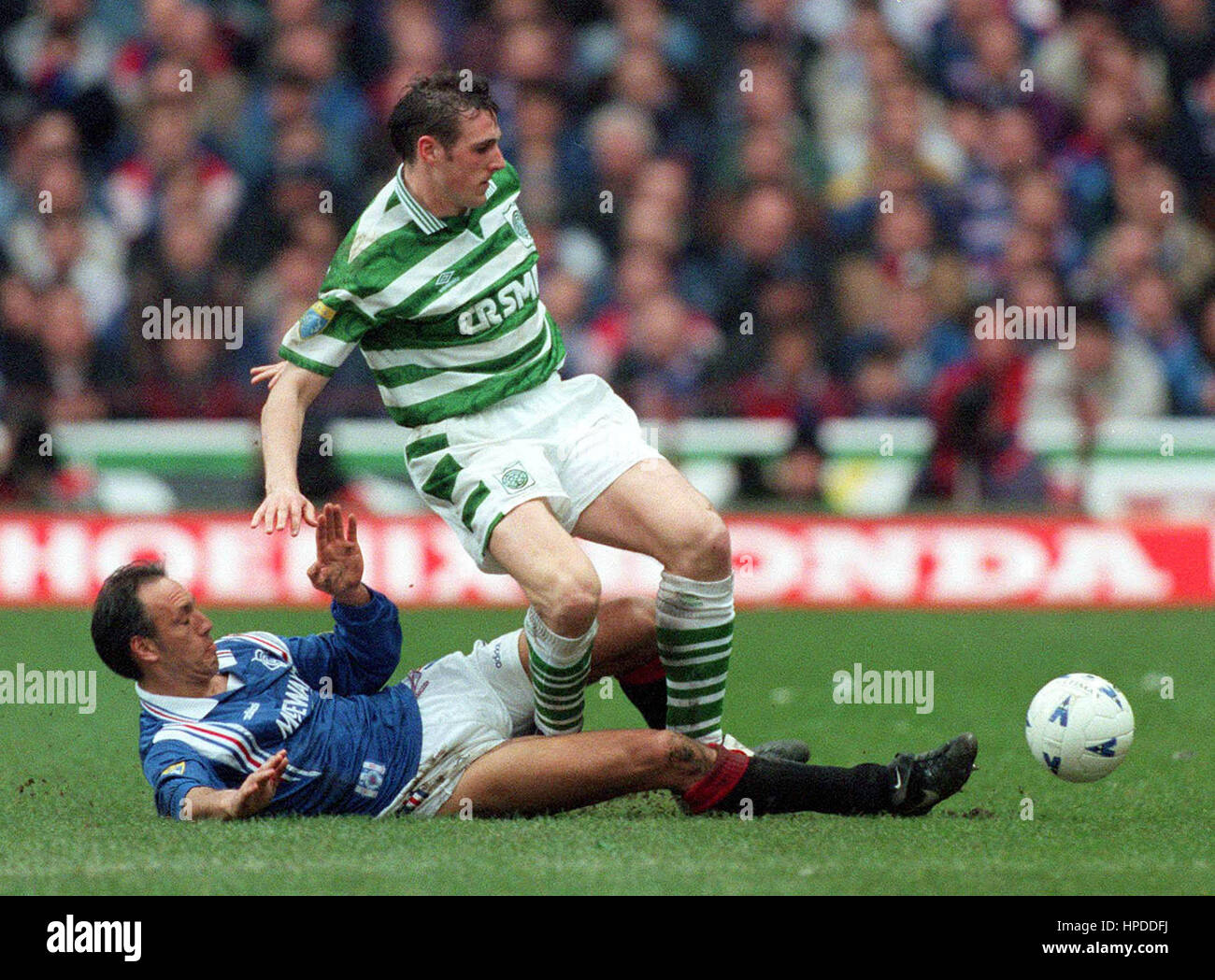 MARK HATELEY & MALKY MACKAY CELTIC V RANGERS 18 March 1997 Stock Photo ...