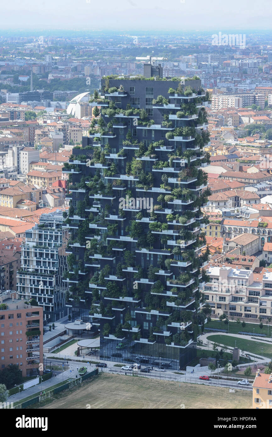 Bosco Verticale residential towers located in Porta Nuova district Stock Photo