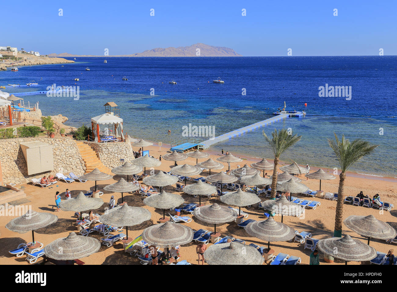 Beach in Sharm El Sheikh resort in Egypt Stock Photo