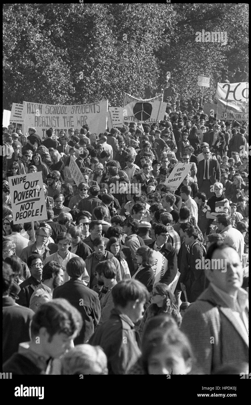 Large crowd at National Mobilization to End the War in Vietnam demonstration, Washington, DC, 10/21/1967. Photo by Warren K Leffler Stock Photo