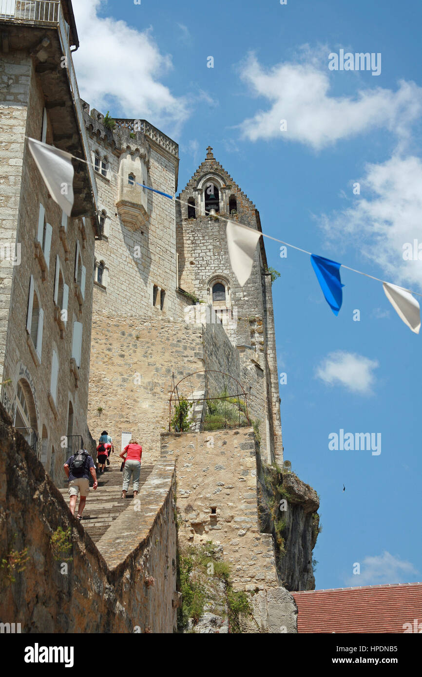 Steep steps Big stairs at Pilgrimage site Rocamadour, Departement Lot, Midi  Pyrenees, South West France France, Europe Stock Photo - Alamy