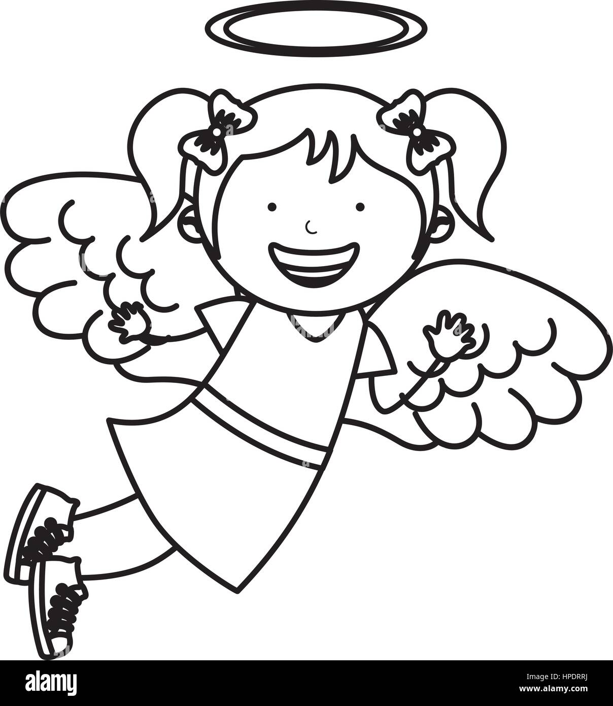 little girl angel character vector illustration design Stock Vector ...