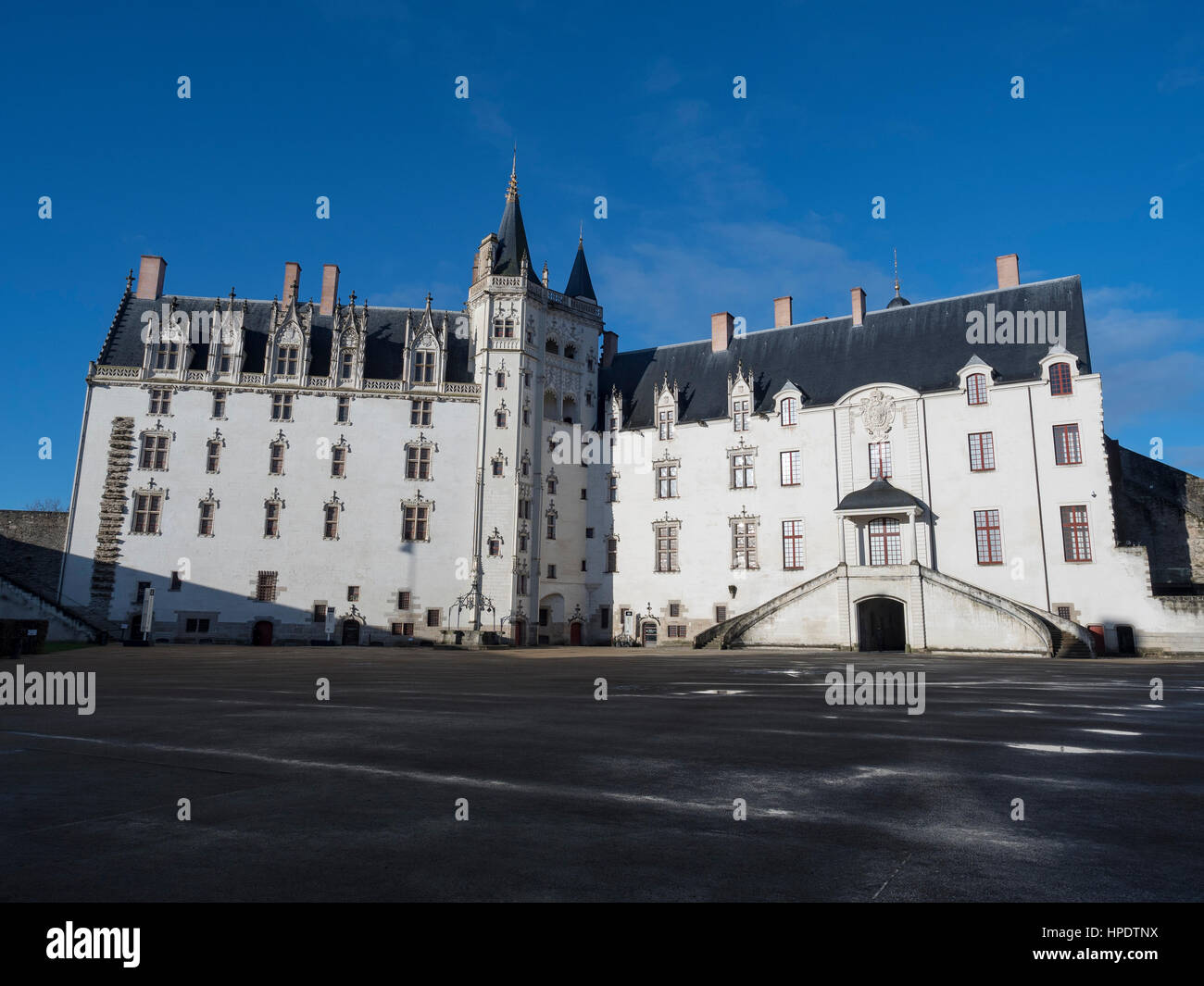 The Castle of Dukes de Bretagnev view of the inner courtyard, Nantes, France. Stock Photo