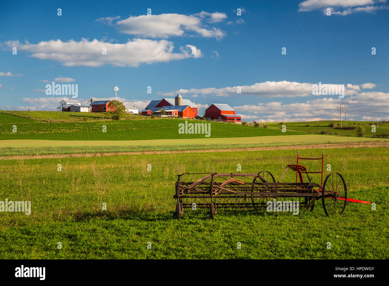 An Amish farm in the countryside near Kidron, Ohio, USA. Stock Photo