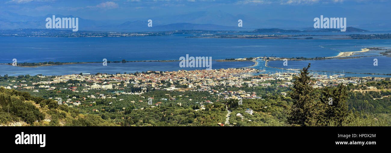 Panoramic view to Lefkada city at Lefkada island in the Ionian sea ...