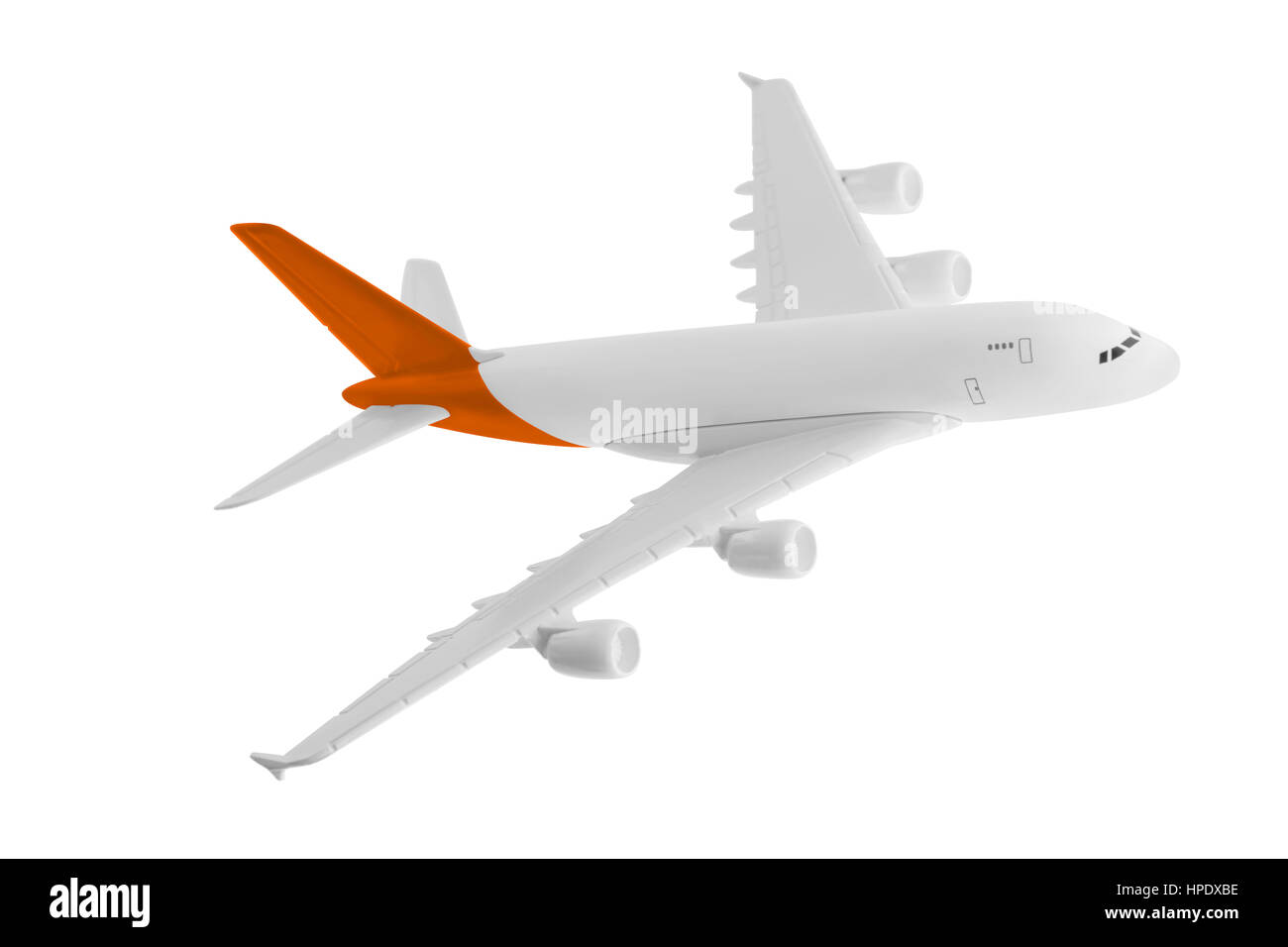 Airplane with orange color, Isolated on white background. Stock Photo