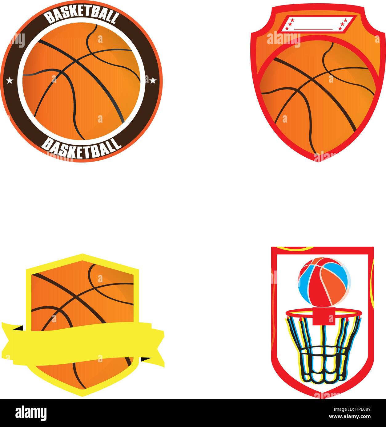 Set of basketball illustrations Stock Vector