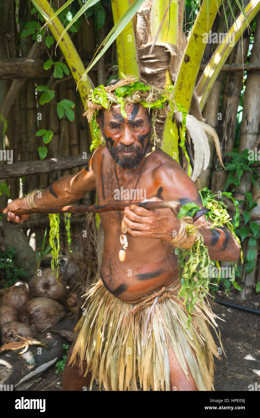 Warrior on Aneityum Island Vanuatu Stock Photo