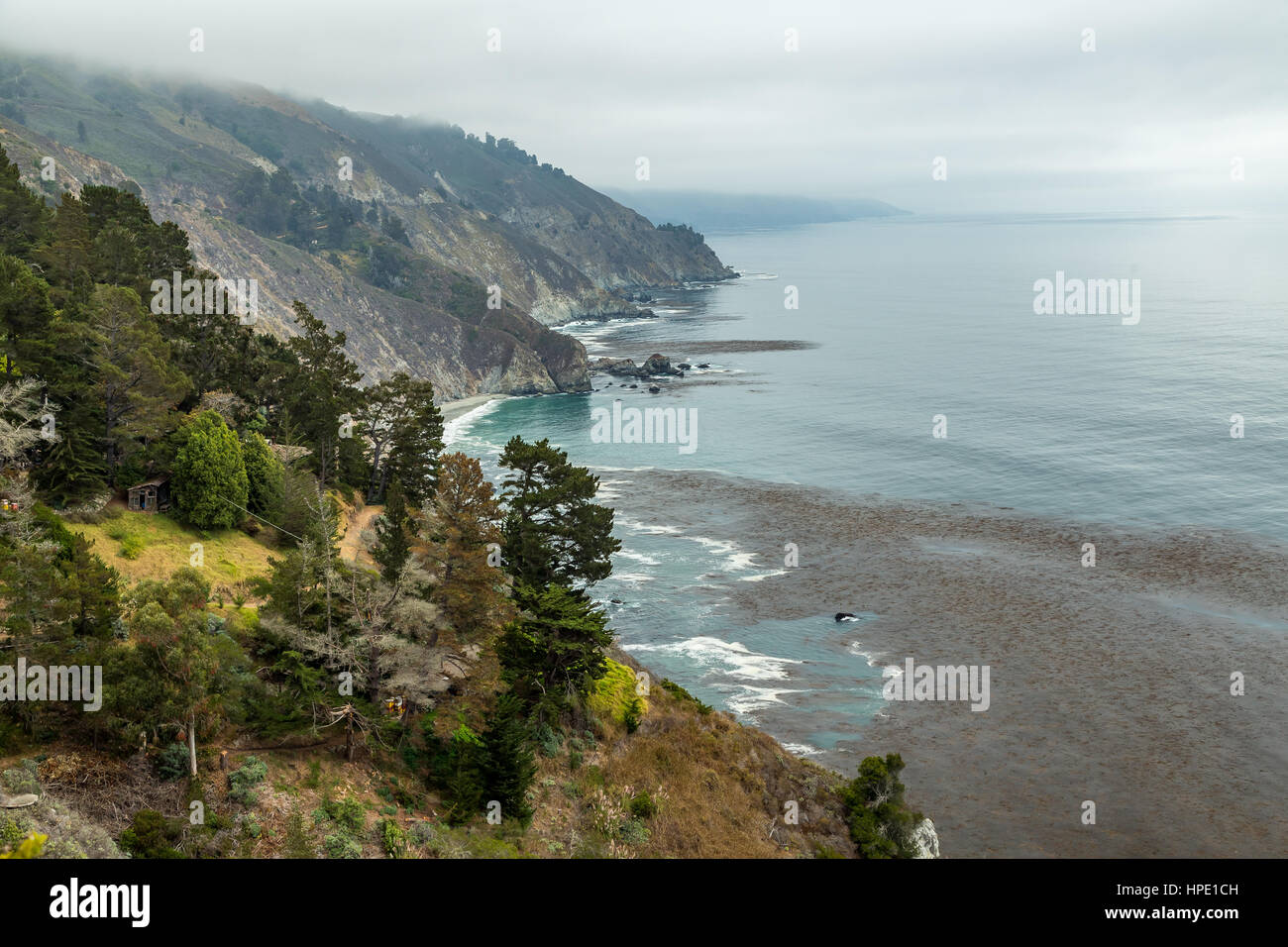 The Pacific Coast Highway (State Route 1) is a major north-south state highway that runs along most of the Pacific coastline of the U.S. state of Cali Stock Photo