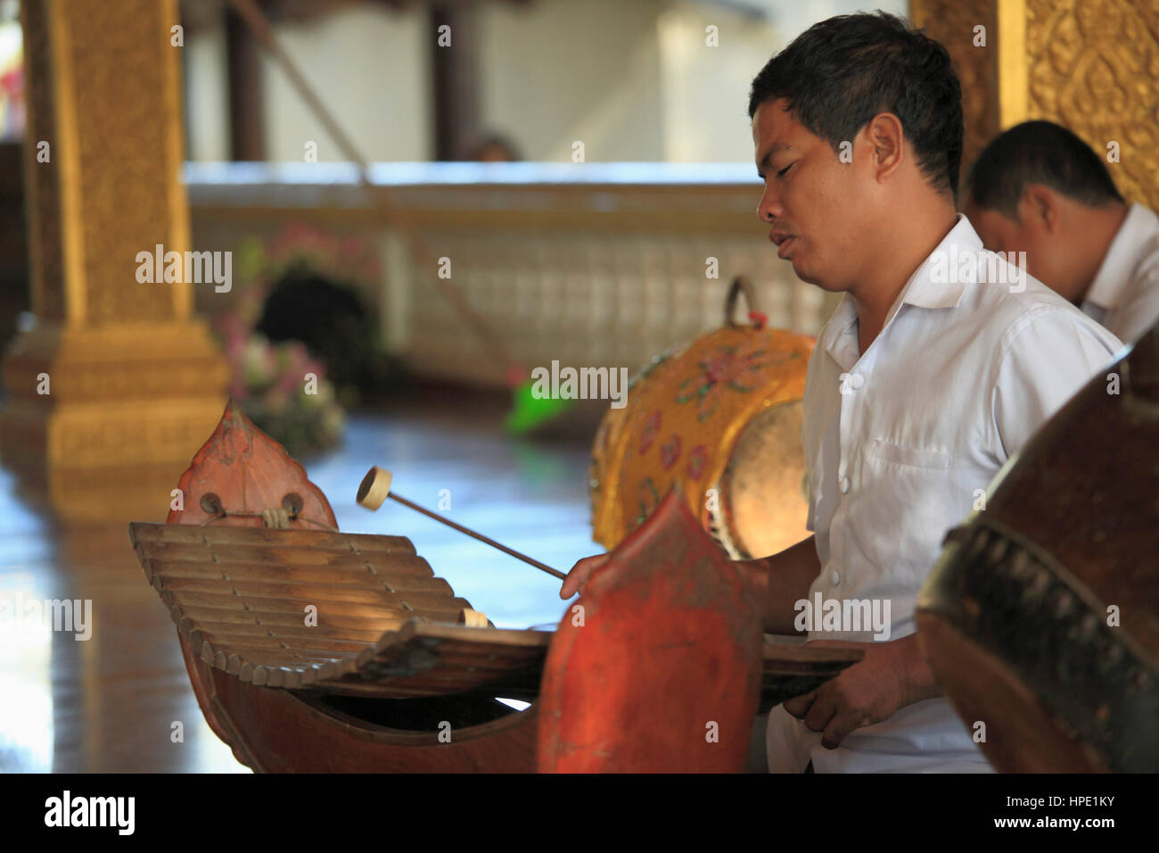 Cambodia, Siem Reap, temple musician, music, people, xylophone Stock
