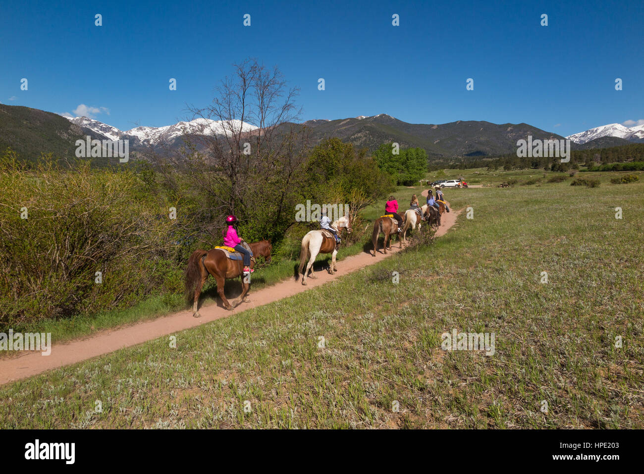 Guided horseback riding tour through the valleys of the Rocky Mountain