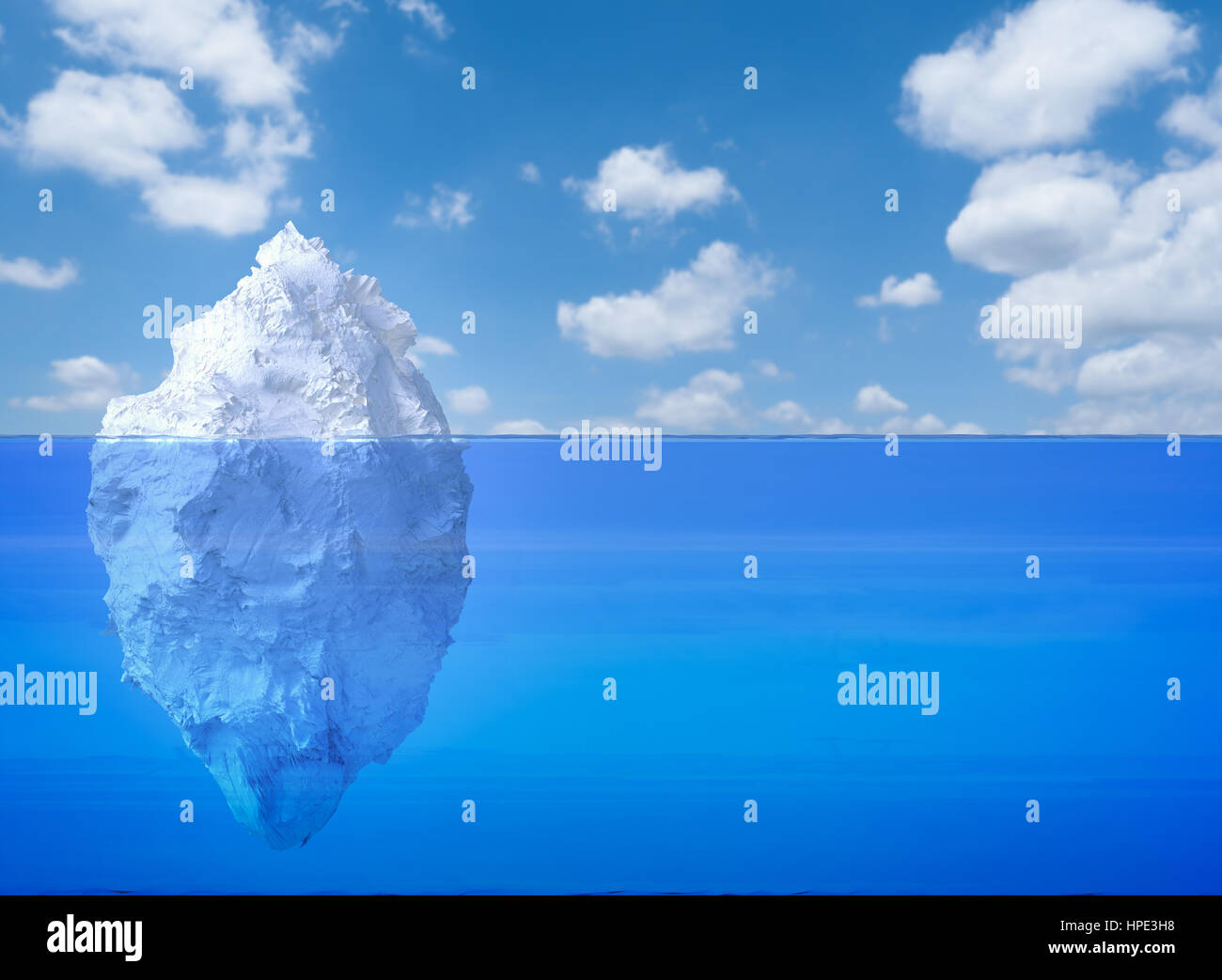 3d rendering iceberg floating on blue ocean Stock Photo