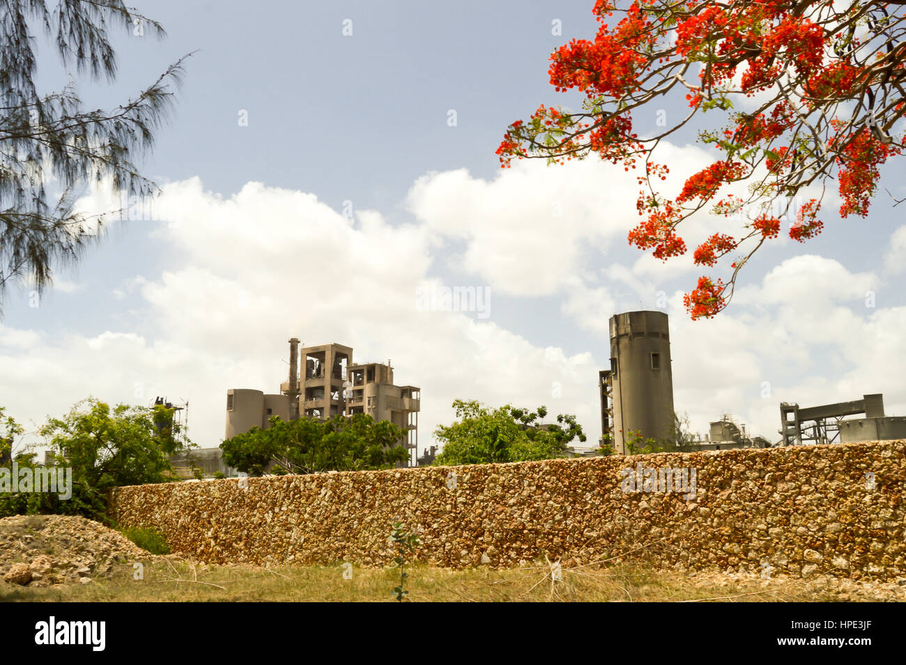 Concrete factory in nature in Bamburi near Mombasa in Kenya Stock Photo