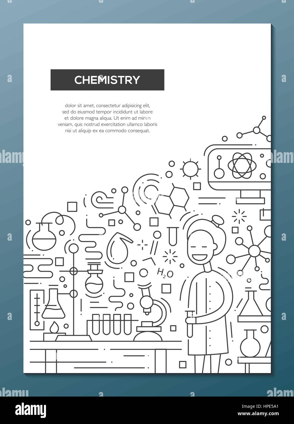 Chemistry line design brochure poster template A4 Stock Vector Image