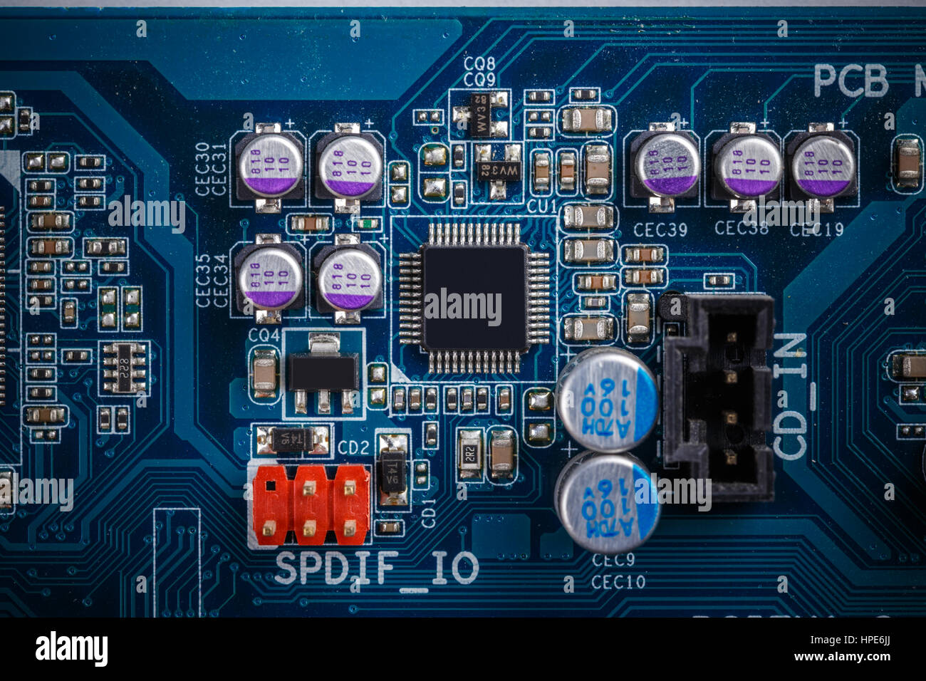 Integrated semiconductor microchip/microprocessor on blue circuit board