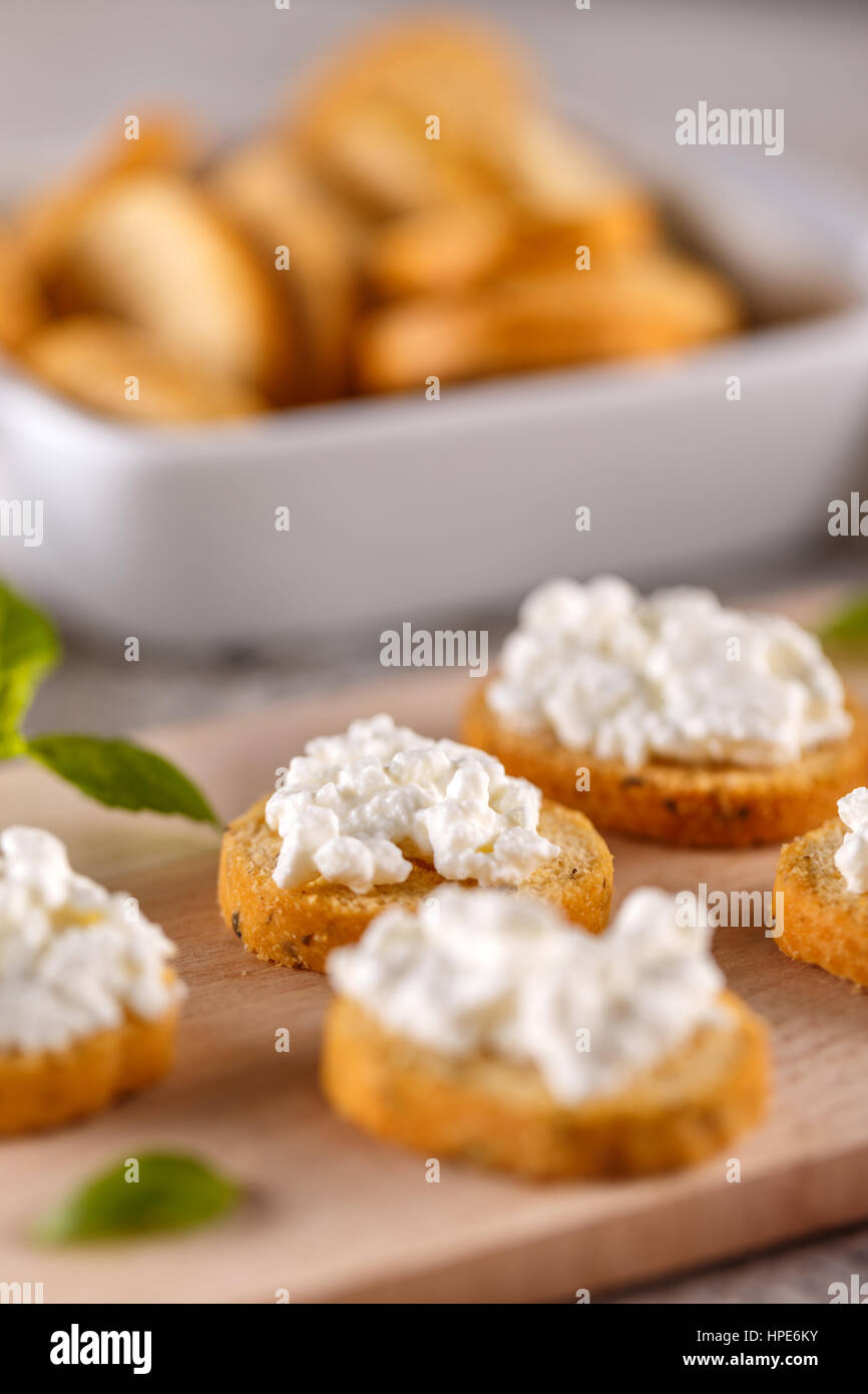 Tasty Savory Appetizers Slices Of Toasted Baguette Garnished With