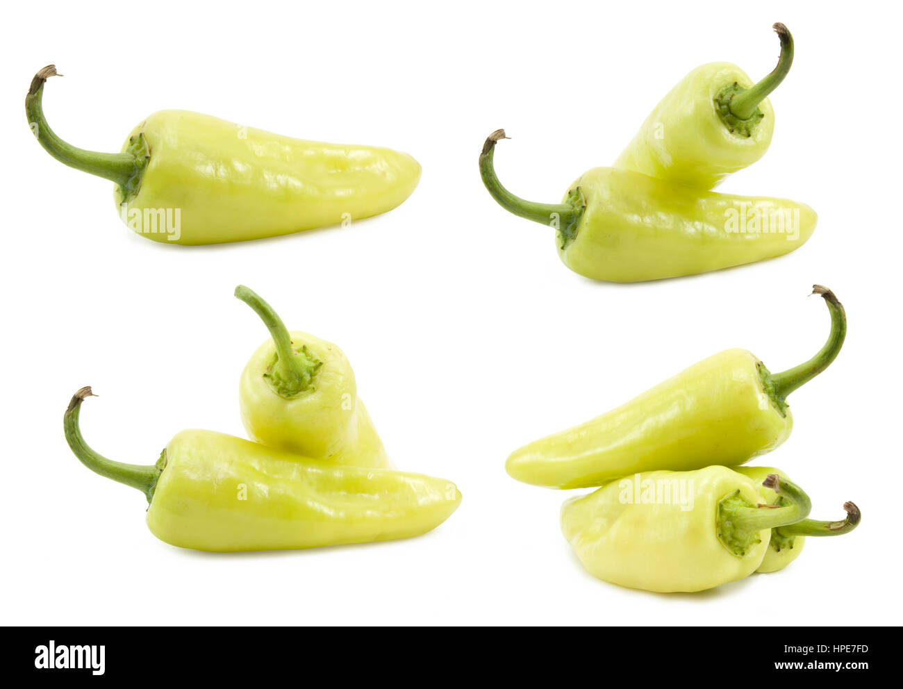 Collection green pepper isolated on a white background Stock Photo - Alamy