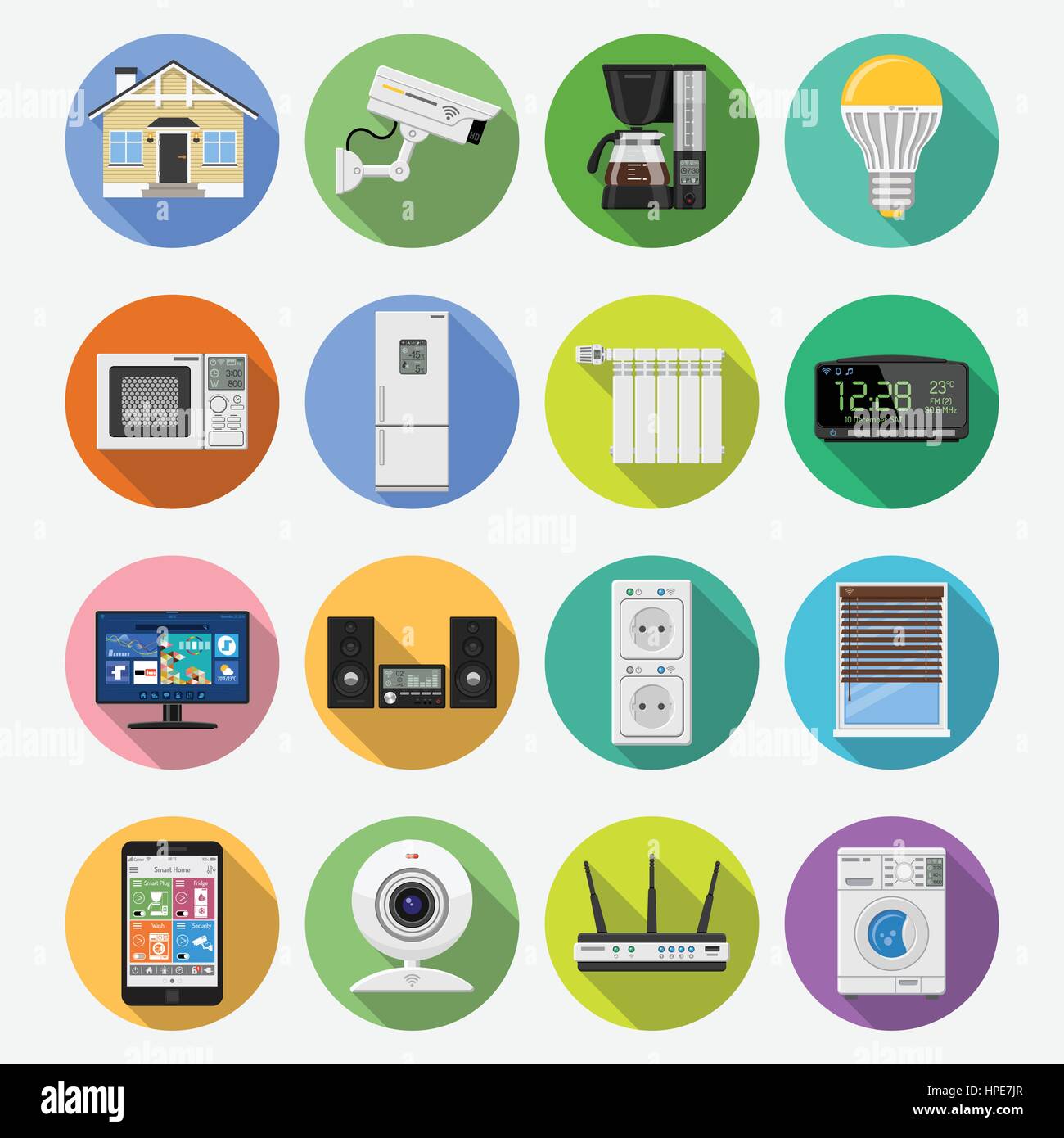Smart House and internet of things flat icons set Stock Vector Image ...