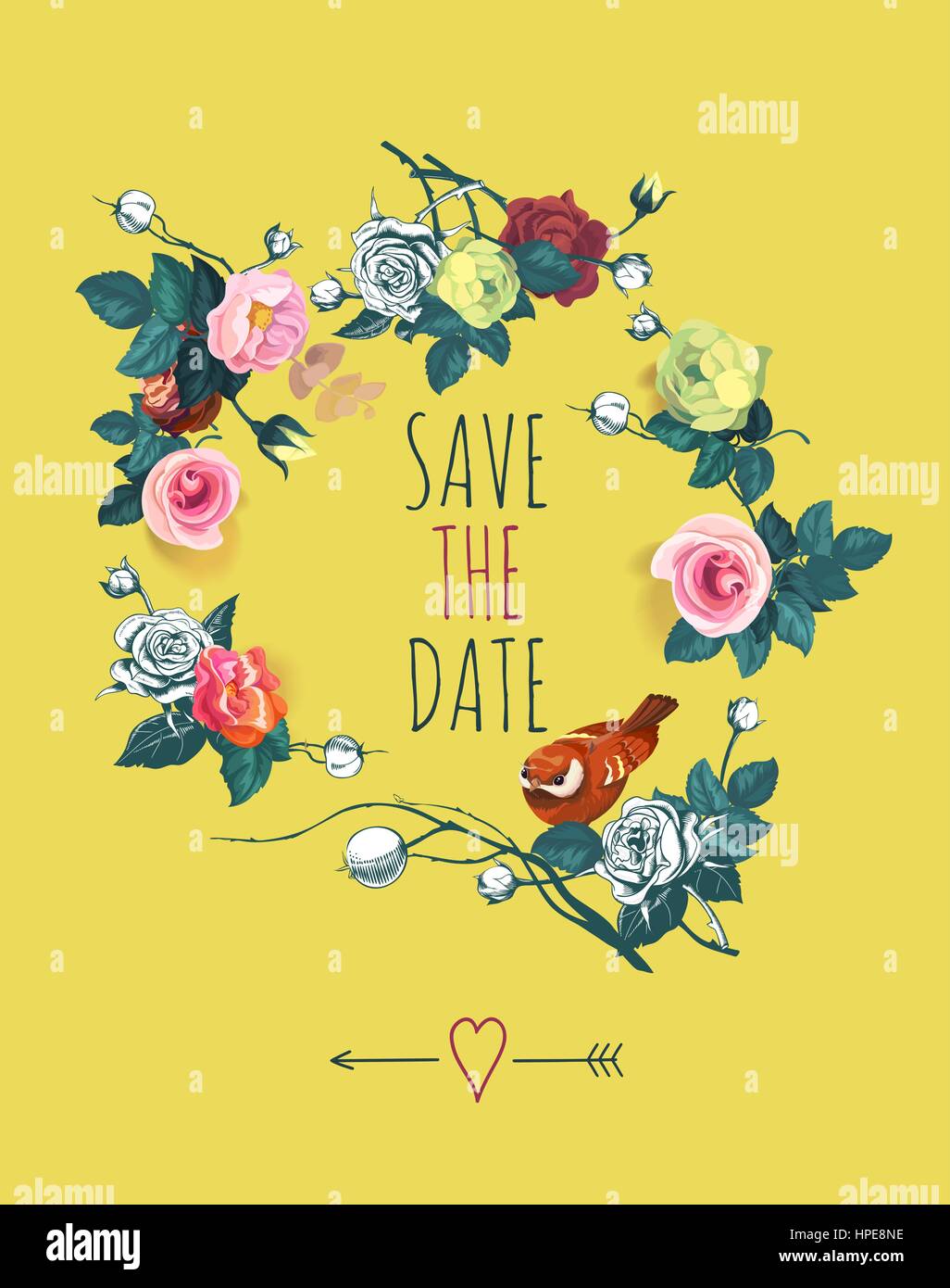 Beautiful Save The Date design template with garland of rose flowers Beautiful Save The Date design template with garland of rose flowers