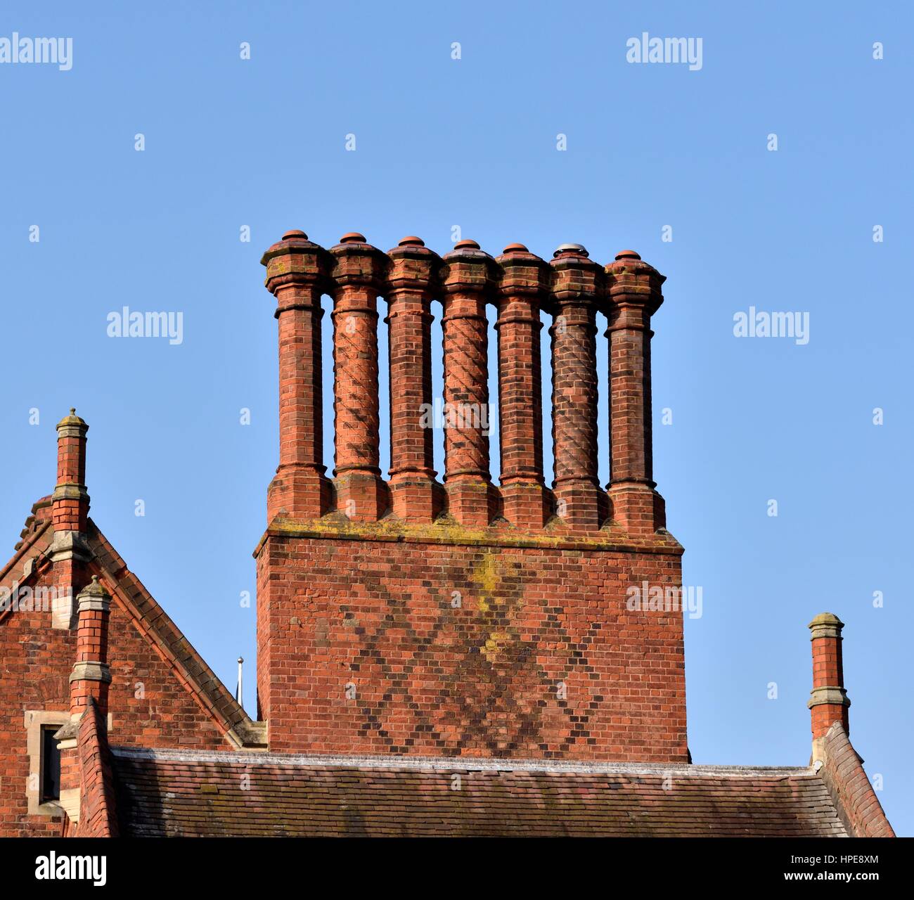 Gothic revival chimneys Stock Photo