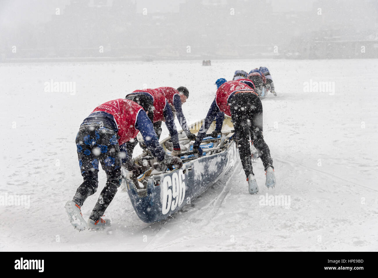 MONTREAL, CA 12 February 2017 Montreal Ice Canoe Challenge on St