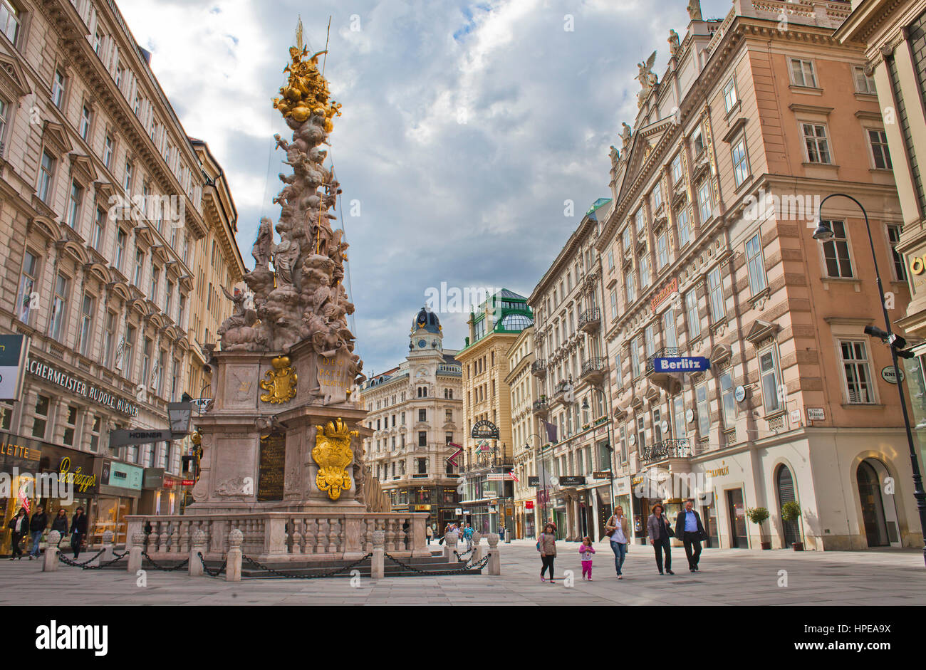 Pest Column, Graben street, Vienna, Austria, Europe Stock Photo