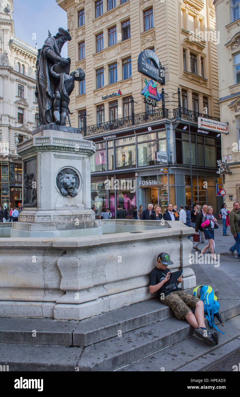 Fountain at Graben street,Vienna, Austria, Europe Stock Photo
