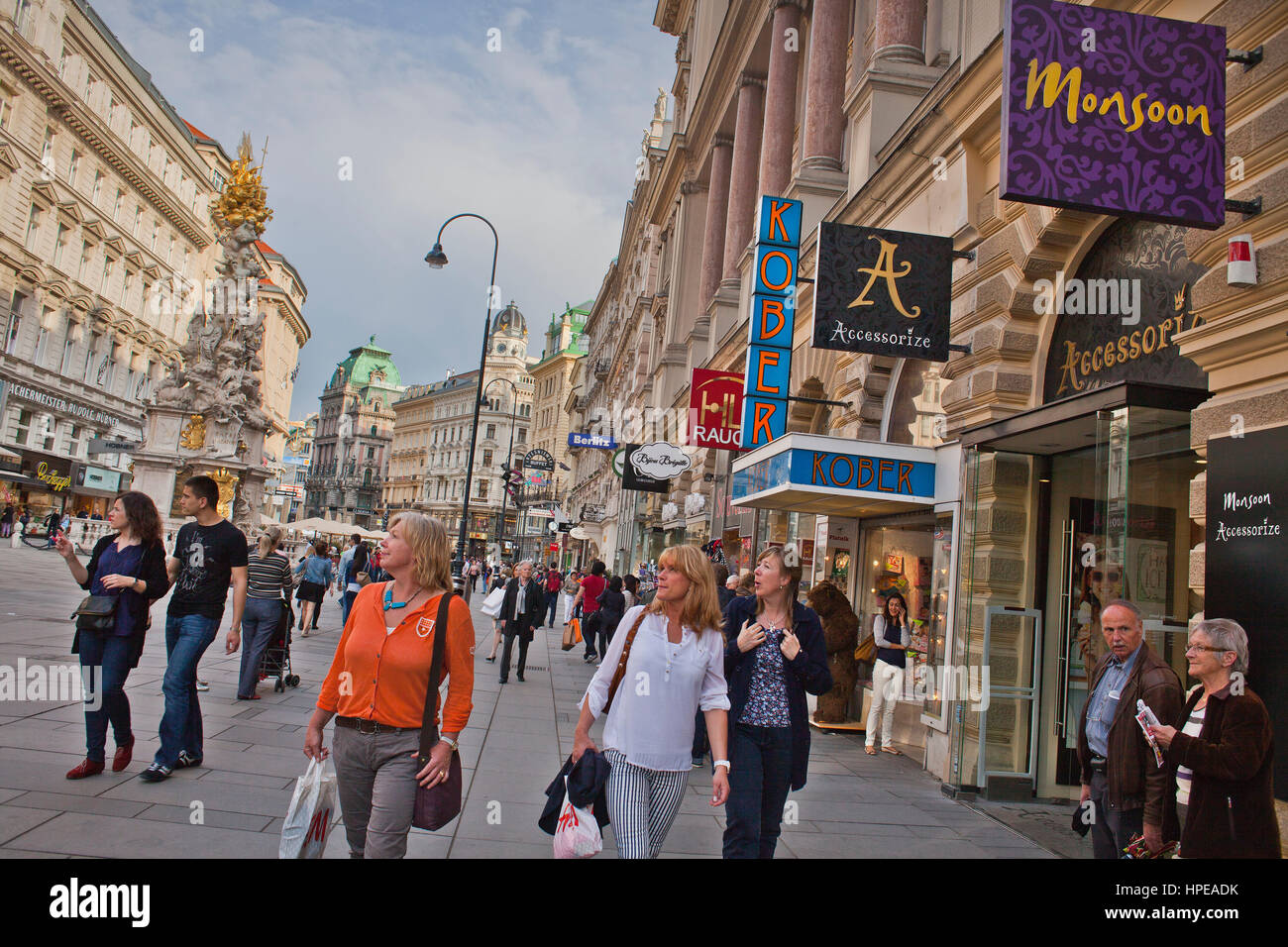 Graben street and Pest column,,Vienna, Austria, Europe Stock Photo