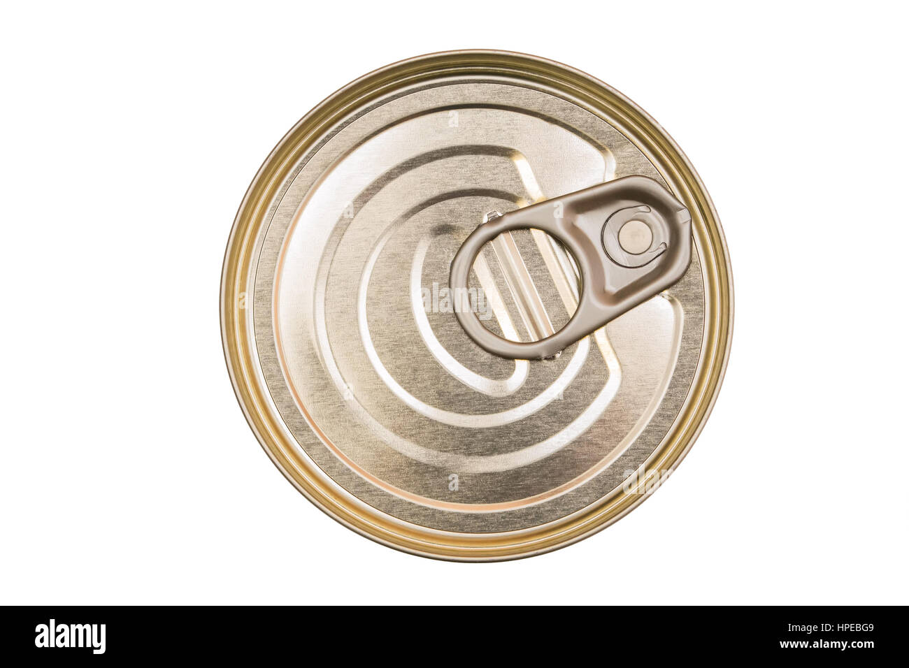 Cover the tin cans. Top view of a can food isolated. The lid of a tin