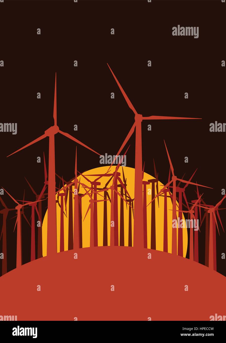Wind turbines high voltage green energy generate alternative power farm ...