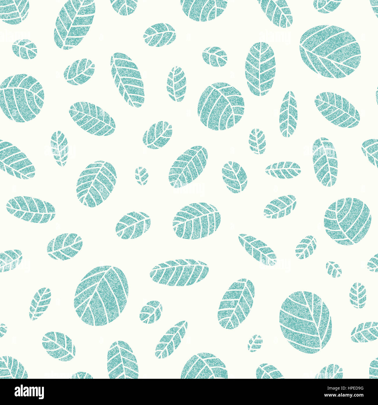 Seamless pattern with simple oval leaves decorated with handmade texture Illustrator 8 EPS ...