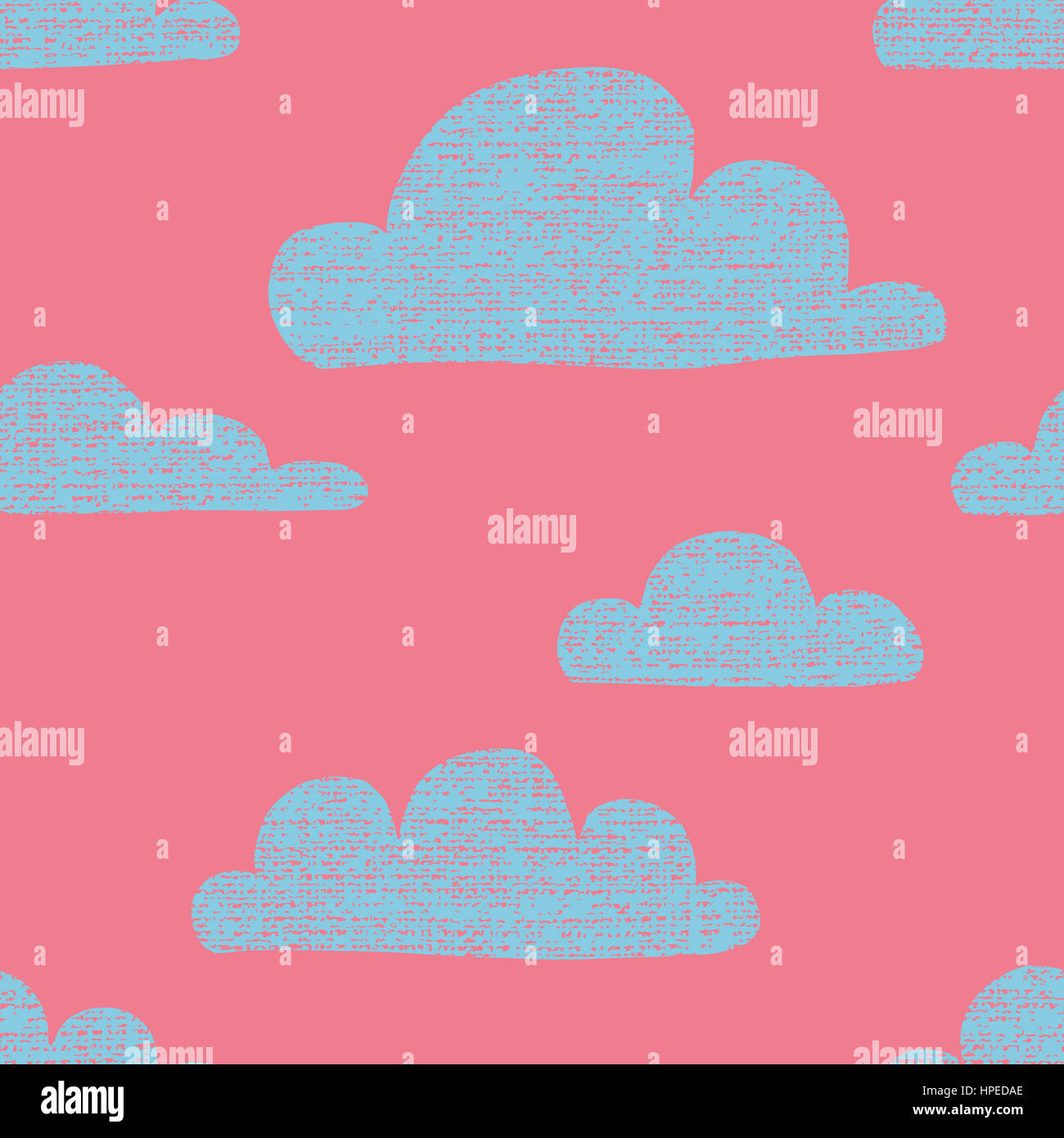 Cute seamless pattern with simple hand drawn textured clouds Stock ...