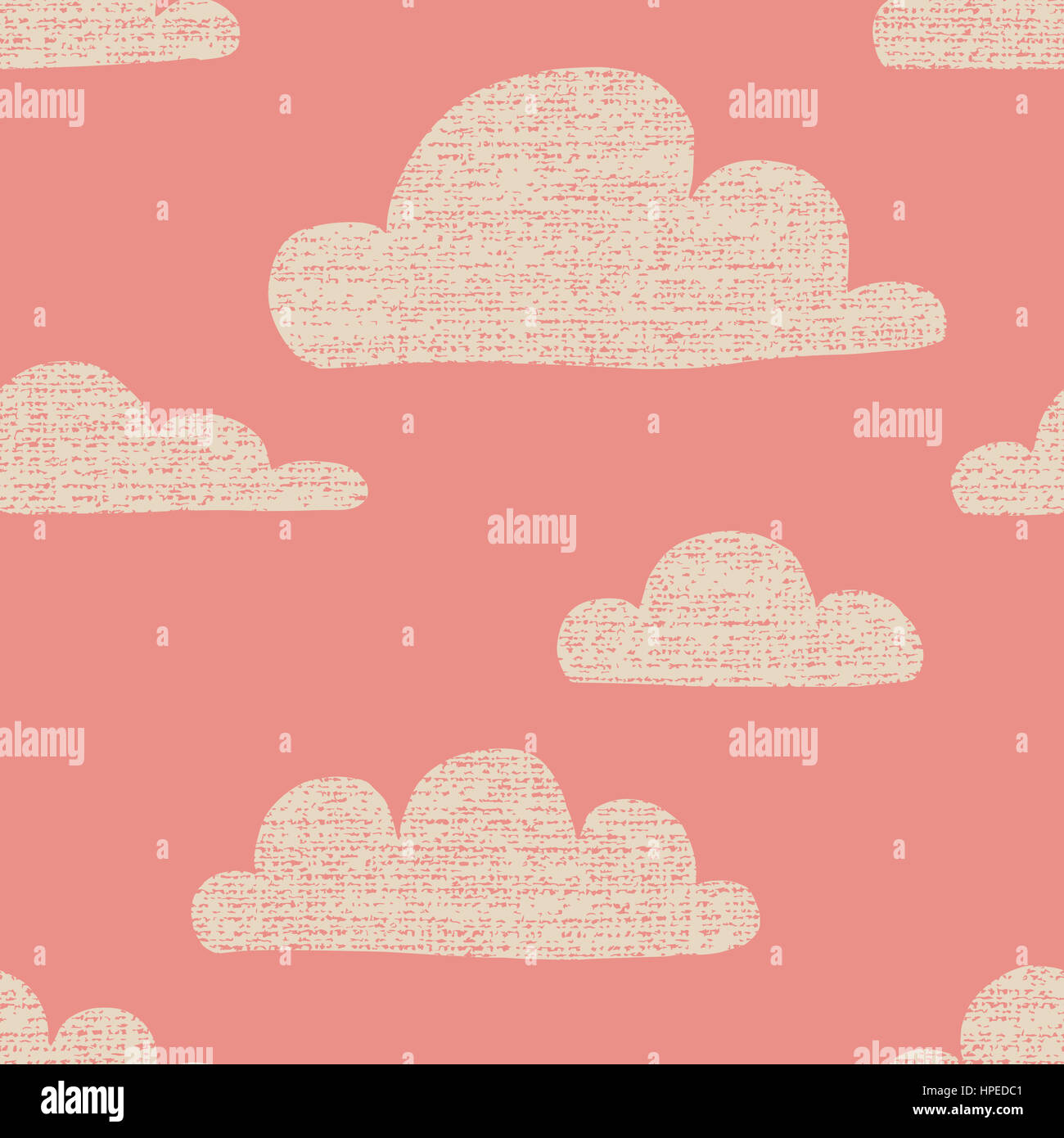 Cute seamless pattern with simple hand drawn textured clouds Stock ...
