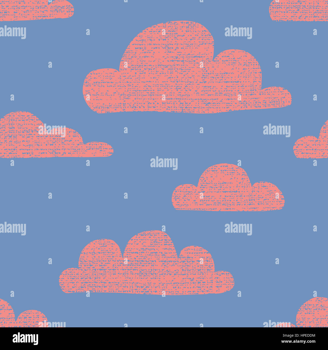 Cute seamless pattern with simple hand drawn textured clouds Stock ...
