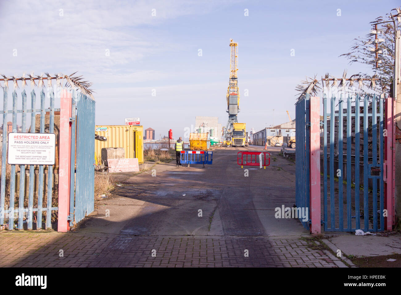 The entrance to the Port of Sunderland on a calm sunny day Stock Photo