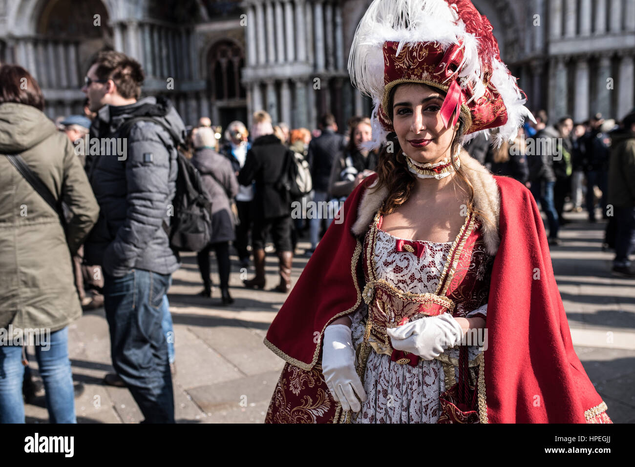 People with traditional mask at the Venice carnival 2017 Stock Photo