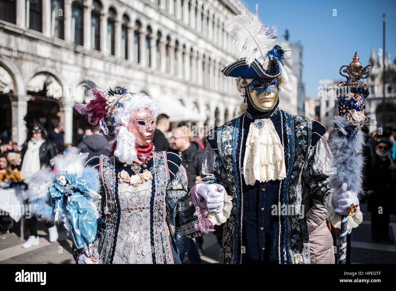 People with traditional mask at the Venice carnival 2017 Stock Photo