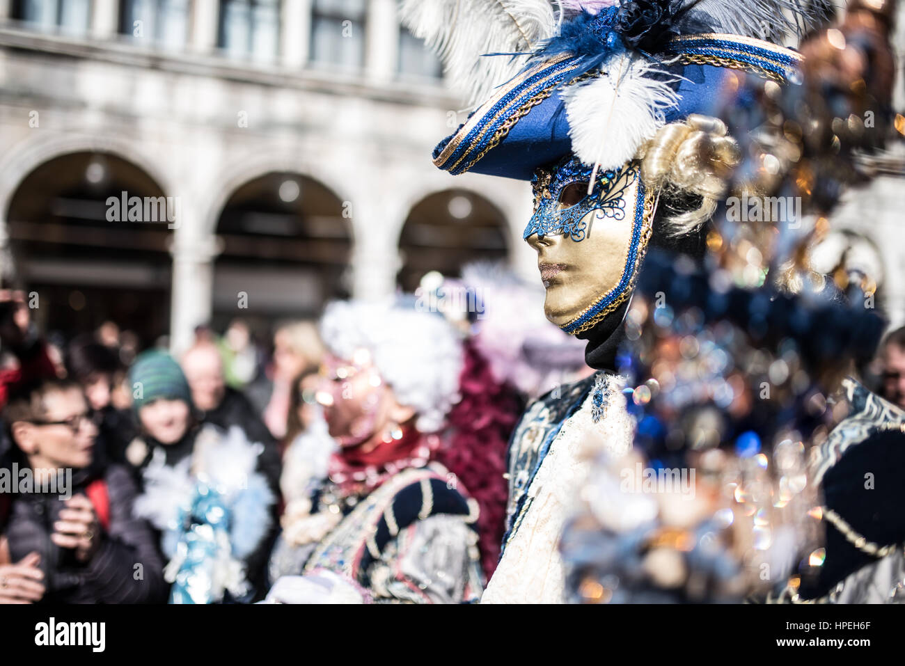 People with traditional mask at the Venice carnival 2017 Stock Photo