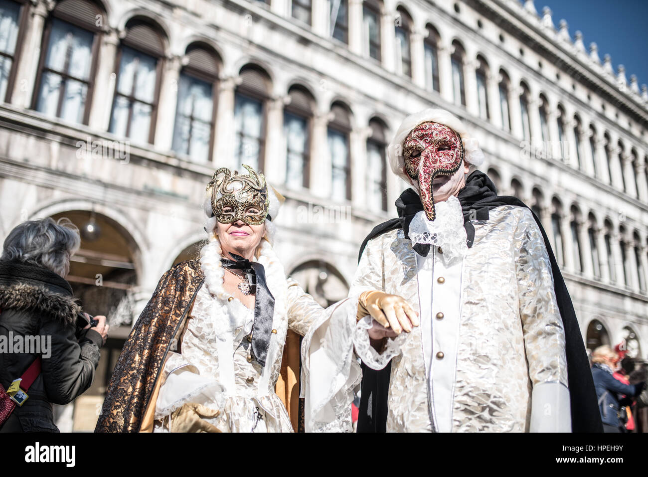 People with traditional mask at the Venice carnival 2017 Stock Photo