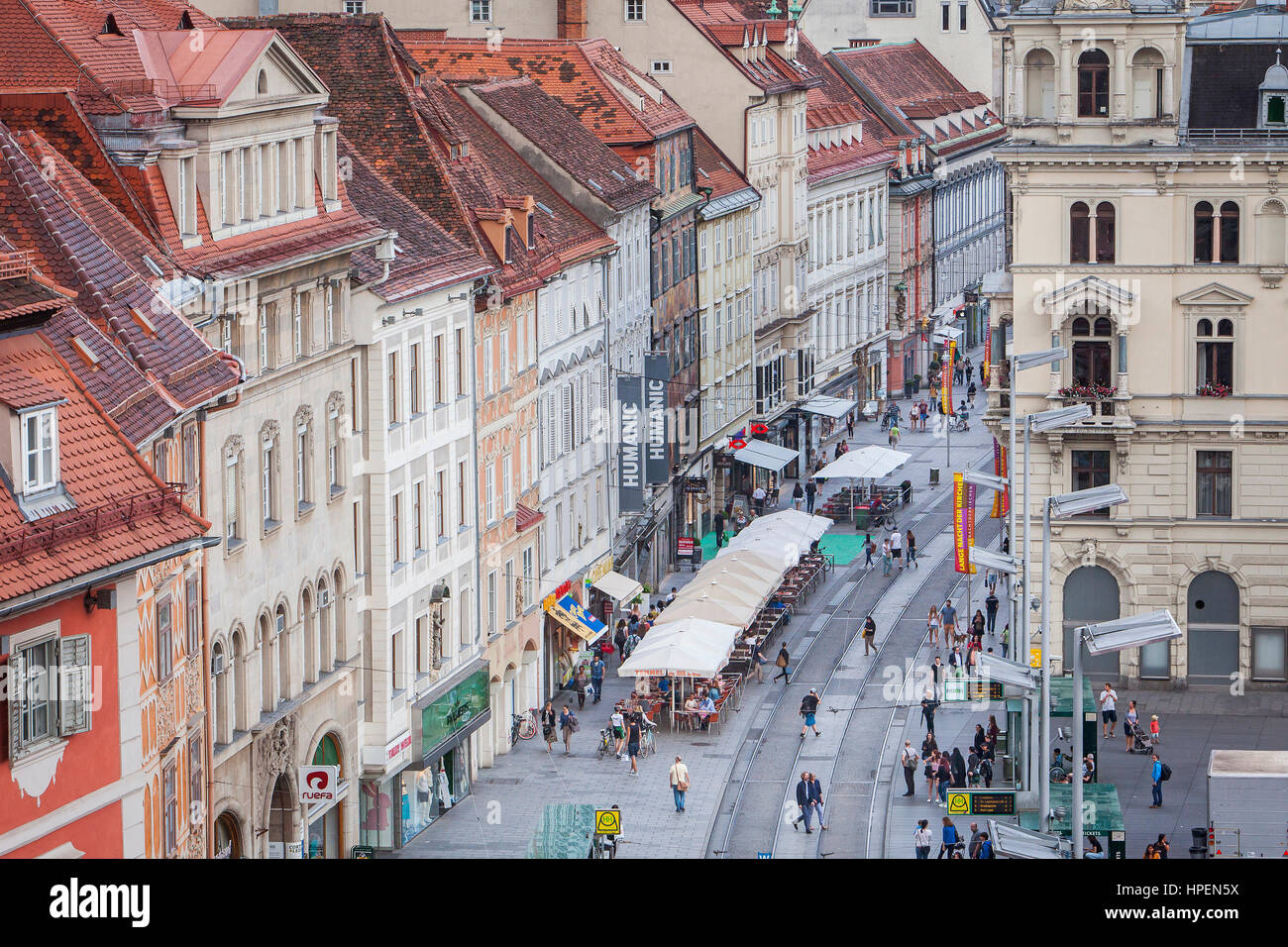 Town square and Herrengasse street, and the city hall of Graz, Austria ...